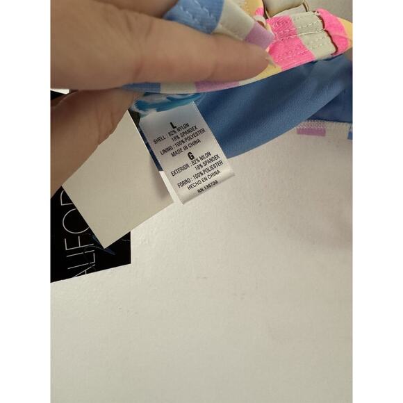 NWT California Waves Colorful Striped Swimsuit Top Size Large - Picture 5 of 5